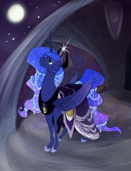 Size: 1150x1500 | Tagged: safe, artist:hengebellika, princess luna, alicorn, horse, pony, female, mare, moon, night, sketch, solo