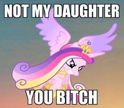 Size: 1131x987 | Tagged: safe, edit, edited screencap, screencap, princess cadance, alicorn, pony, three's a crowd, angry, bitch, harry potter, image macro, meme, reaction image, solo, swearing, vulgar