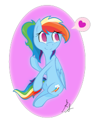 Size: 707x891 | Tagged: safe, artist:xxthatsmytypexx, rainbow dash, pegasus, pony, alternate hairstyle, ponytail, smiling, solo