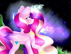 Size: 4000x3000 | Tagged: safe, artist:doux-ameri, princess cadance, alicorn, pony, high res, magic, night, solo