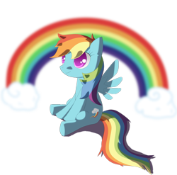 Size: 899x888 | Tagged: safe, artist:chibiramii, rainbow dash, pegasus, pony, blue coat, female, mare, multicolored mane, rainbow, smiling, solo