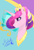 Size: 1024x1488 | Tagged: safe, artist:djspark3, princess cadance, alicorn, pony, alternate hairstyle, bust, cutie mark background, eyeshadow, horn jewelry, jewelry, makeup, portrait, regalia, signature, smiling, solo, watermark