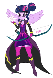 Size: 2169x3170 | Tagged: safe, artist:e-e-r, derpibooru import, sci-twi, twilight sparkle, equestria girls, friendship games, arrow, bow (weapon), bow and arrow, ponied up, scitwilicorn, simple background, transparent background