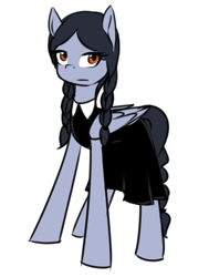 Size: 524x694 | Tagged: safe, artist:cosmalumi, oc, oc only, clothes, costume, ponysona, solo, the addams family, wednesday addams