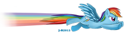 Size: 1000x293 | Tagged: safe, artist:creepynurse, rainbow dash, pegasus, pony, blue coat, female, flying, mare, multicolored mane, solo