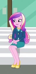 Size: 312x634 | Tagged: safe, screencap, dean cadance, princess cadance, equestria girls, friendship games, clothes, cropped, high heels, makeup, shoes, skirt, smiling, solo