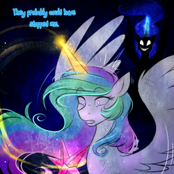 Size: 750x750 | Tagged: safe, artist:cosmalumi, princess celestia, alicorn, pony, alternate timeline, elements of harmony, the nightmare reigns, tumblr:ask queen moon