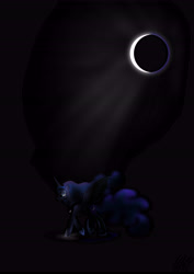 Size: 4961x7016 | Tagged: safe, artist:theravencriss, nightmare moon, princess luna, alicorn, pony, 2017 solar eclipse, absurd resolution, atg 2017, crying, eclipse, female, mare, newbie artist training grounds, solar eclipse, solo