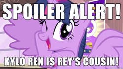 Size: 610x343 | Tagged: safe, derpibooru import, twilight sparkle, twilight sparkle (alicorn), alicorn, pony, female, image macro, kylo ren, mare, meme, obligatory pony, op is a cuck, op is trying to start shit, rey, spoiler, spoiler alert, spoilers for another series, star wars, star wars: the force awakens