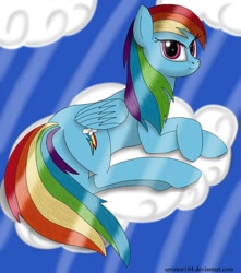 Size: 906x1024 | Tagged: safe, artist:sprinter104, rainbow dash, pegasus, pony, butt, cloud, female, mare, plot