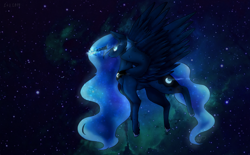 Size: 1280x793 | Tagged: safe, artist:lastaimin, princess luna, alicorn, pony, magic, solo, space