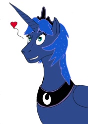 Size: 709x1000 | Tagged: safe, artist:wolfman-al, princess luna, alicorn, pony, bobcut, female, hairstyle, short hair, simple background, smiling, solo, white background