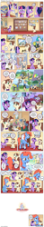 Size: 1200x6095 | Tagged: safe, artist:muffinshire, night light, shining armor, twilight sparkle, twilight sparkle (alicorn), twilight velvet, oc, oc:dizzy star, oc:flyleaf, oc:scope, oc:sergeant thunderhead, oc:swirling star, alicorn, fish, pegasus, pony, unicorn, comic:twilight's first day, comic, crying, cute, drill sergeant, female, filly, filly twilight sparkle, flashback, hairbrush, handkerchief, hat, headphones, hug, kite, mare, studying, twiabetes, umbrella hat, younger