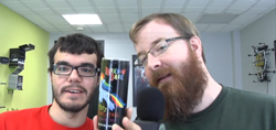 Size: 1359x641 | Tagged: safe, rainbow dash, human, achievement hunter, barely pony related, glasses, irl, irl human, jack pattillo, photo, ray narvaez jr