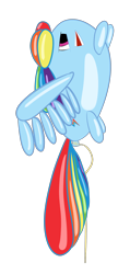 Size: 1430x2994 | Tagged: safe, rainbow dash, pegasus, pony, balloon, blue coat, female, mare, multicolored mane