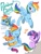 Size: 900x1200 | Tagged: safe, artist:eromame, rainbow dash, scootaloo, twilight sparkle, pegasus, pony, blushing, japanese, noogie, scootalove