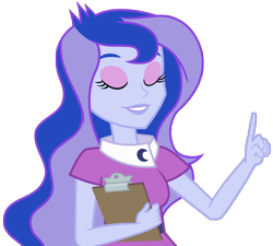 Size: 2500x2252 | Tagged: safe, artist:famousmari5, princess luna, vice principal luna, a banner day, equestria girls, friendship games, clipboard, eyes closed, female, simple background, solo, transparent background, vector