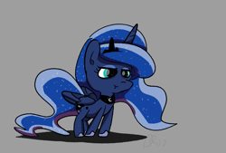 Size: 1295x874 | Tagged: safe, artist:davierocket, princess luna, alicorn, pony, gray background, grumpy, scrunchy face, simple background, solo