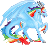 Size: 98x92 | Tagged: artist needed, safe, rainbow dash, dragon, horse, dragon cave, dragonified, pixel art, rainbow dragon, recolor, species swap, sprite