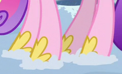 Size: 242x147 | Tagged: safe, screencap, princess cadance, alicorn, pony, party pooped, cropped, hoof shoes, hooves, legs, pictures of legs, snow