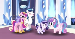 Size: 1280x661 | Tagged: safe, artist:elisabetstarsparkle, princess cadance, princess flurry heart, shining armor, oc, alicorn, pony, unicorn, family, female, male, offspring, parent:princess cadance, parent:shining armor, parents:shiningcadance, shiningcadance, shipping, straight