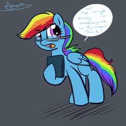 Size: 894x894 | Tagged: safe, artist:arnachy, rainbow dash, pegasus, pony, adorkable, book, braces, cute, dork, egghead, glasses, hoof hold, open mouth, rainbow dork, solo