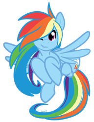 Size: 600x781 | Tagged: safe, artist:muzz, rainbow dash, pegasus, pony, blue coat, female, mare, multicolored mane