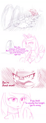 Size: 625x1661 | Tagged: safe, artist:raridashdoodles, princess cadance, tempest shadow, oc, oc:anon, alicorn, pony, comic:anon the movie, comic:anon the movie 2017, my little pony: the movie, /mlp/, 4chan, clothes, comic, dialogue, simple background, white background