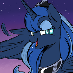 Size: 2000x2000 | Tagged: safe, artist:saralien, princess luna, alicorn, pony, comic, comics, female, heart eyes, mare, night, solo, stars, wingding eyes