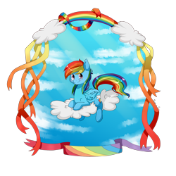 Size: 2000x2000 | Tagged: safe, artist:tomat-in-cup, rainbow dash, pegasus, pony, cloud, cloudy, female, mare, on a cloud, simple background, smiling, solo, transparent background