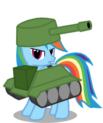 Size: 409x490 | Tagged: safe, artist:thelastgherkin, rainbow dash, pegasus, pony, cosplay, pony tank, simple background, solo, tank (vehicle), tank pony, transparent background, vector