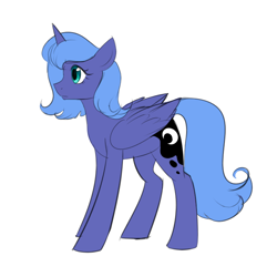 Size: 750x750 | Tagged: safe, artist:cosmalumi, princess luna, alicorn, pony, female, mare, missing accessory, s1 luna, simple background, solo, standing, white background, younger