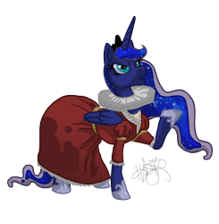 Size: 1912x1948 | Tagged: safe, artist:halestorm019, princess luna, alicorn, pony, clothes, collar, crown, dress, elizabethan, jewelry, regalia, ruff (clothing), shakespeare, signature, simple background, solo