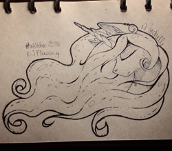 Size: 600x525 | Tagged: safe, artist:mychelle, princess celestia, alicorn, pony, bust, eyes closed, inktober, inktober 2018, monochrome, portrait, profile, solo, traditional art