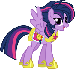 Size: 5786x5398 | Tagged: safe, artist:osipush, derpibooru import, twilight sparkle, pegasus, pony, absurd resolution, alternate gender counterpart, alternate hairstyle, alternate universe, armor, female, mare, pegasus twilight sparkle, punklight sparkle, race swap, royal guard, simple background, solo, spread wings, transparent background, vector, wings