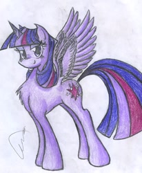 Size: 752x912 | Tagged: safe, artist:smoking-mist, derpibooru import, twilight sparkle, twilight sparkle (alicorn), alicorn, pony, chest fluff, female, mare, solo, traditional art