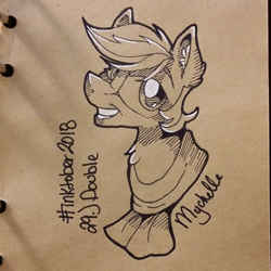 Size: 600x600 | Tagged: safe, artist:mychelle, double diamond, pony, clothes, inktober, monochrome, scarf, solo, traditional art