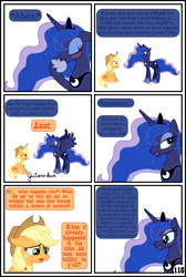 Size: 3254x4837 | Tagged: safe, artist:gutovi, applejack, princess luna, alicorn, earth pony, pony, comic:why me!?, comic, dream