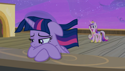 Size: 1920x1080 | Tagged: safe, screencap, princess cadance, twilight sparkle, twilight sparkle (alicorn), alicorn, pony, once upon a zeppelin, sad