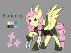 Size: 1000x750 | Tagged: safe, artist:cosmalumi, fluttershy, pegasus, pony, alternate hairstyle, armor, assassin, badass, fantasy class, female, flutterbadass, solo