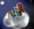 Size: 1400x1200 | Tagged: safe, artist:estaliz, rainbow dash, scootaloo, pegasus, pony, cloud, moon, scootahat, scootalove, sleeping, stars