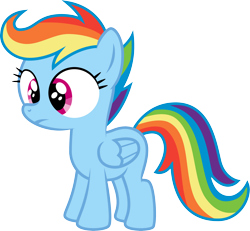 Size: 3558x3293 | Tagged: artist needed, source needed, safe, rainbow dash, scootaloo, hybrid, pegasus, pony, blue coat, blue wings, female, filly, multicolored mane, multicolored tail, simple background, solo, transparent background, wings