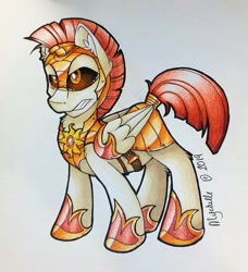 Size: 1079x1183 | Tagged: safe, artist:mychelle, oc, pegasus, pony, male, red sclera, royal guard, solo, stallion