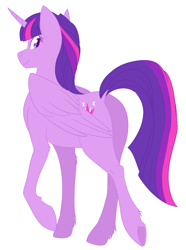 Size: 736x990 | Tagged: safe, artist:fizzy-dog, derpibooru import, twilight sparkle, twilight sparkle (alicorn), alicorn, pony, dock, female, looking back, mare, plot, rear view, simple background, solo