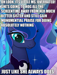 Size: 702x930 | Tagged: safe, princess luna, alicorn, pony, my little pony: the movie, background pony strikes again, downvote bait, drama, drama bait, luna hate, meme, op is a cuck, op is butthurt, op is trying to start shit, salty