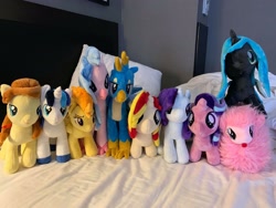 Size: 2048x1536 | Tagged: safe, photographer:justinleow, gallus, queen chrysalis, rarity, shining armor, silverstream, spitfire, starlight glimmer, sunset shimmer, oc, oc:cream heart, oc:fluffle puff, changeling, changeling queen, pony, unicorn, bronycon, cute, cutealis, cutefire, diastreamies, female, flufflebetes, gallabetes, gallstream, male, plushie, shipping, straight