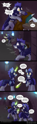 Size: 950x3150 | Tagged: safe, artist:cosmalumi, oc, oc:bright eyes, pony, comic, night guard, tumblr:ask queen moon