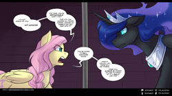 Size: 1500x837 | Tagged: safe, artist:cosmalumi, fluttershy, nightmare moon, pegasus, pony, comic:ask queen moon, tumblr:ask queen moon