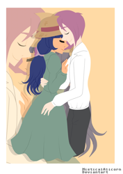 Size: 2507x3541 | Tagged: safe, artist:rainicornarts, derpibooru import, twilight sparkle, oc, oc:bubble berry, human, canon x oc, howl jenkins, howl's moving castle, humanized, parody, shipping, sophie hatter, studio ghibli