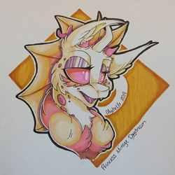 Size: 600x600 | Tagged: safe, artist:mychelle, oc, oc:mirage daydream, changedling, changeling, bust, changedling oc, changeling oc, female, portrait, solo, traditional art